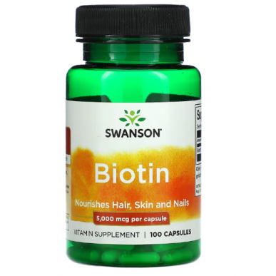 Swanson Biotin, 5000 mcg - 100 kapsulas – madala kalorsusega toode firmalt SWANSON, osta SportFit-ist