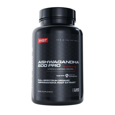 Ashwagandha 600 Pro - 120 VEG kapsulas – madala kalorsusega toode firmalt VAST, osta SportFit-ist