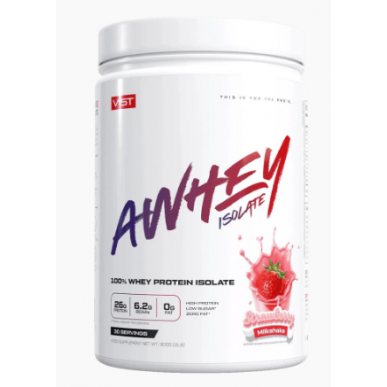 Awhey olbaltumvielu izolāts, zemeņu piena satricinājums - 900 g – madala kalorsusega toode firmalt VAST, osta SportFit-ist