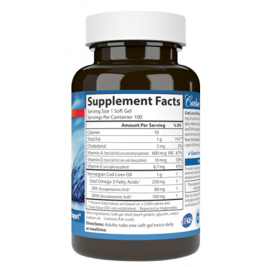 Carlson Norwegian mencas aknu eļļas dārgakmeņi, 1000 mg, N100 – madala kalorsusega toode firmalt Carlson, osta SportFit-ist