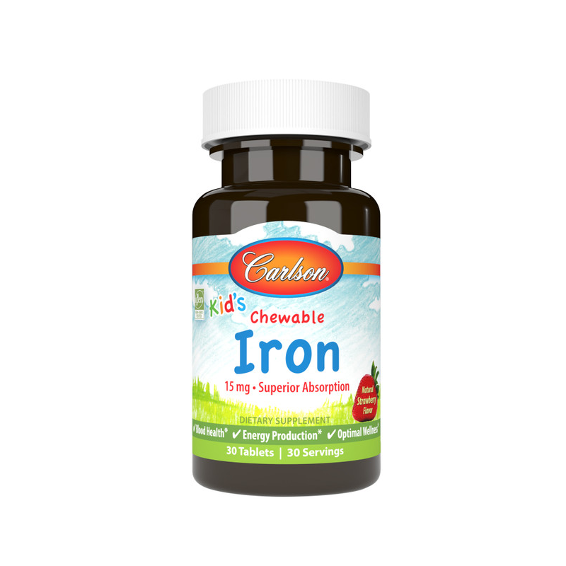 Carlson bērnu košļājamais galds ar dzelzi, 15 mg, zemenes, N60