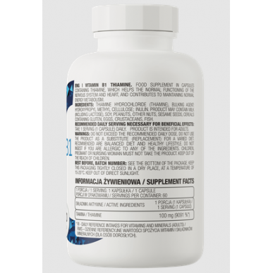 Ostrovit vitamīns B1 tiamīns - 60 kapsulas – madala kalorsusega toode firmalt Ostrovit, osta SportFit-ist