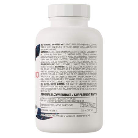 Ostrovit vitamīns K2 200 natto mk -7 - 90 tabletes