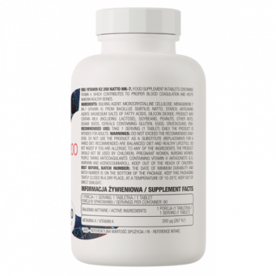 Ostrovit vitamīns K2 200 natto mk -7 - 90 tabletes – madala kalorsusega toode firmalt Ostrovit, osta SportFit-ist