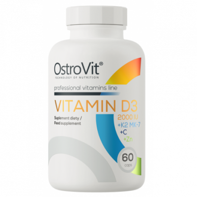 Ostrovit vitamīns D3 2000 SV + K2 MK-7 + C + cinc-60 kapsulas – madala kalorsusega toode firmalt Ostrovit, osta SportFit-ist