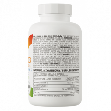 Ostrovit vitamīns D3 2000 SV + K2 MK-7 + C + cinc-60 kapsulas – madala kalorsusega toode firmalt Ostrovit, osta SportFit-ist