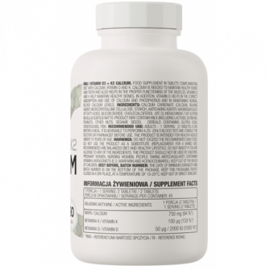 Ostrovit vitamīns D3 + K2 + kalcijs 90 tabletes – madala kalorsusega toode firmalt Ostrovit, osta SportFit-ist
