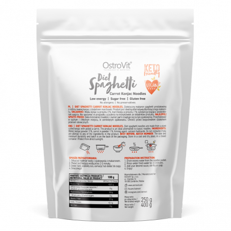 Ostrovit diētas spageti burkānu konjaka nūdeles, 400 g