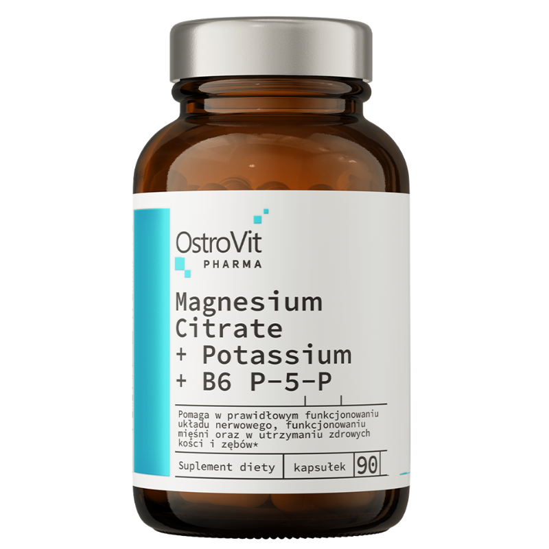 Ostrovit Pharma magnija citrāts + kālijs + B6 P-5-P 90 CAPLI Ostrovit Pharma magnija citrāts + kālijs + B6 P-5-P 90 CAPLI