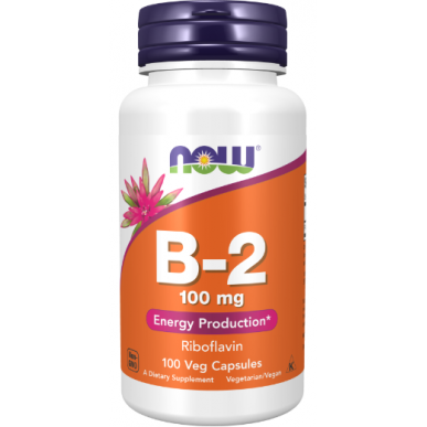 Tagad pārtikas produkti B -2 riboflavīns, 100 mg - 100 vegānu kapsulas – madala kalorsusega toode firmalt NOW, osta SportFit-ist