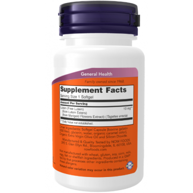 Tagad pārtikas produkti luteīns 10 mg - 120 gēla kapsulas – madala kalorsusega toode firmalt NOW, osta SportFit-ist
