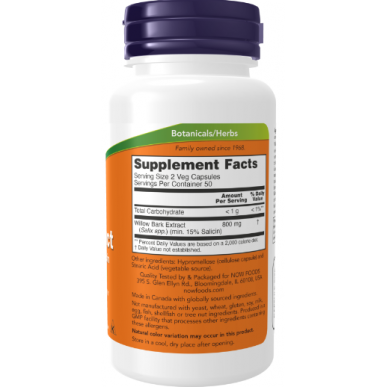 Tagad Foods Paju valodas ekstrakts 400 mg -100 vegānu kapsula – madala kalorsusega toode firmalt NOW, osta SportFit-ist