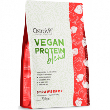 Ostrovit vegānu olbaltumvielu maisījums, zemenes - 700g – madala kalorsusega toode firmalt Ostrovit, osta SportFit-ist