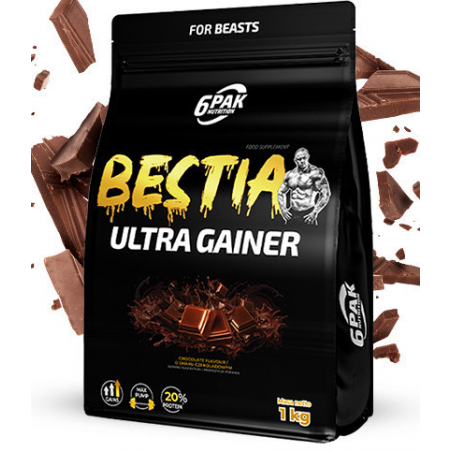 6Pak Bestia Ultra Gainer, šokolāde - 1000 grami