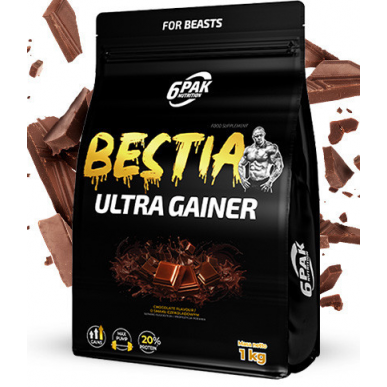 6Pak Bestia Ultra Gainer, šokolāde - 1000 grami – madala kalorsusega toode firmalt 6PAK Nutrition, osta SportFit-ist