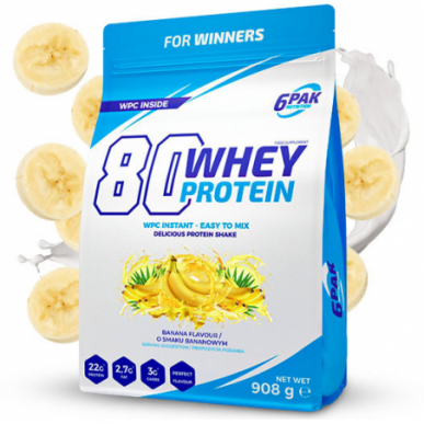 6pak 80 sūkalu olbaltumvielu banāns - 908 grami – madala kalorsusega toode firmalt 6PAK Nutrition, osta SportFit-ist