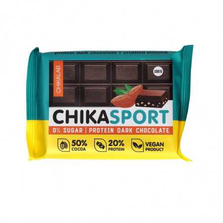 Chikalab tumman proteiinin suklaa manteleilla, ilman sokeria, 100 g