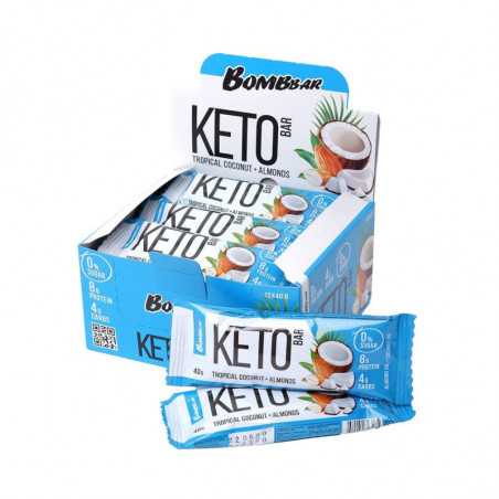 Bombbar Keto olbaltumvielu bārs "Tropu kokosrieksts un mandeļu", 40 g