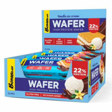Bombbar vafeļu bārs "Vanilla saldējums šokolādē", 45 g – madala kalorsusega toode firmalt Bombbar, osta SportFit-ist