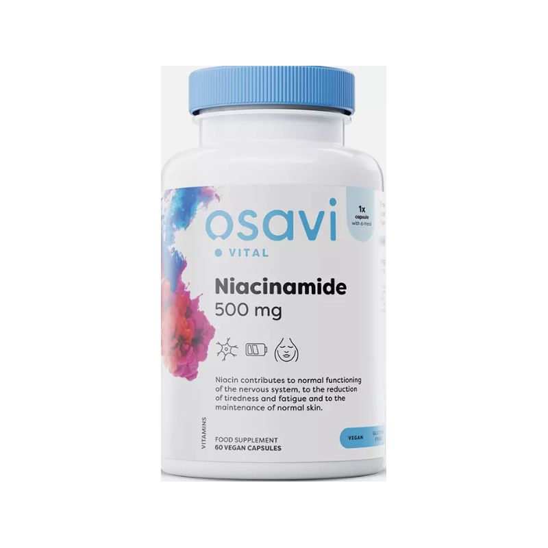 Niacinamīda, 500 mg - 60 vegānu kapsulu sadalījums Niacinamīda, 500 mg - 60 vegānu kapsulu sadalījums