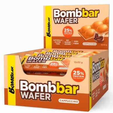 Bombbar vafeļu bārs ar piena nulles pastu, "kapučīno" - 32 g – madala kalorsusega toode firmalt Bombbar, osta SportFit-ist