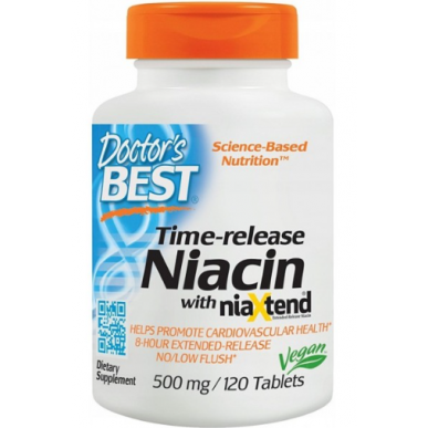 Ārsta labākais niacīns ar Niaxten, 500 mg - 120 tabletes – madala kalorsusega toode firmalt Doctor's BEST, osta SportFit-ist