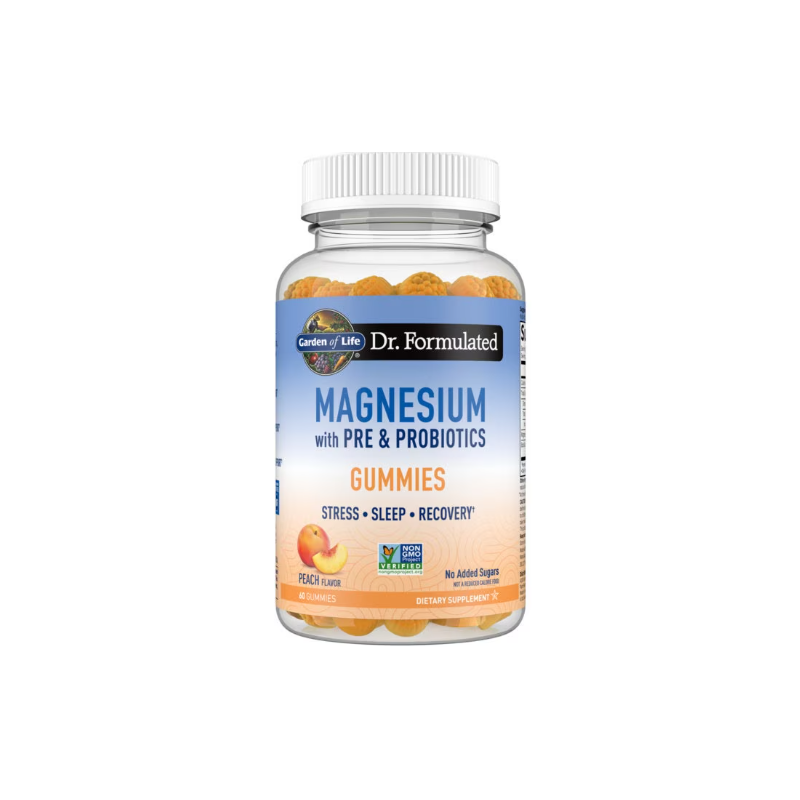 Dr formulēts magnijs ar pirms un probiotikas sveķainām konfektēm, persiku- 60 sveķainas konfektes