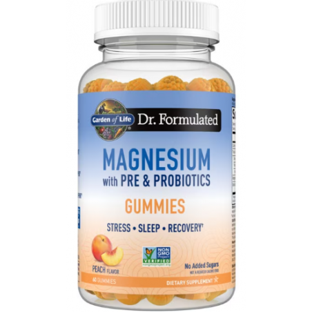 Dr formulēts magnijs ar pirms un probiotikas sveķainām konfektēm, persiku- 60 sveķainas konfektes