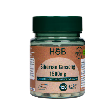 Sibīrijas žeņšeņs, 1500 mg - 120 vegānu tabletes – madala kalorsusega toode firmalt Holland&Barrett, osta SportFit-ist