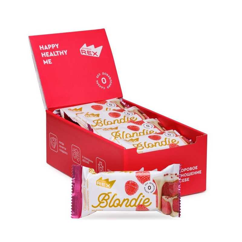 Olbaltumvielu rex olbaltumvielu kūka blondīne, avenes - 50 g Olbaltumvielu rex olbaltumvielu kūka blondīne, avenes - 50 g