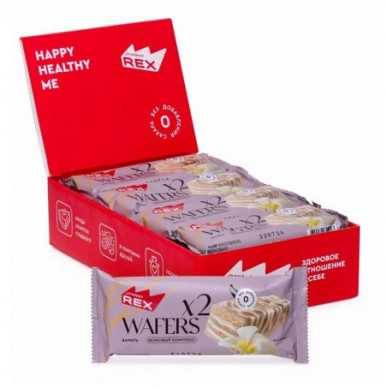 Olbaltumvielu rex stiklotās olbaltumvielu vafeles, vaniļa - 50 g – madala kalorsusega toode firmalt Protein Rex, osta SportFit-ist