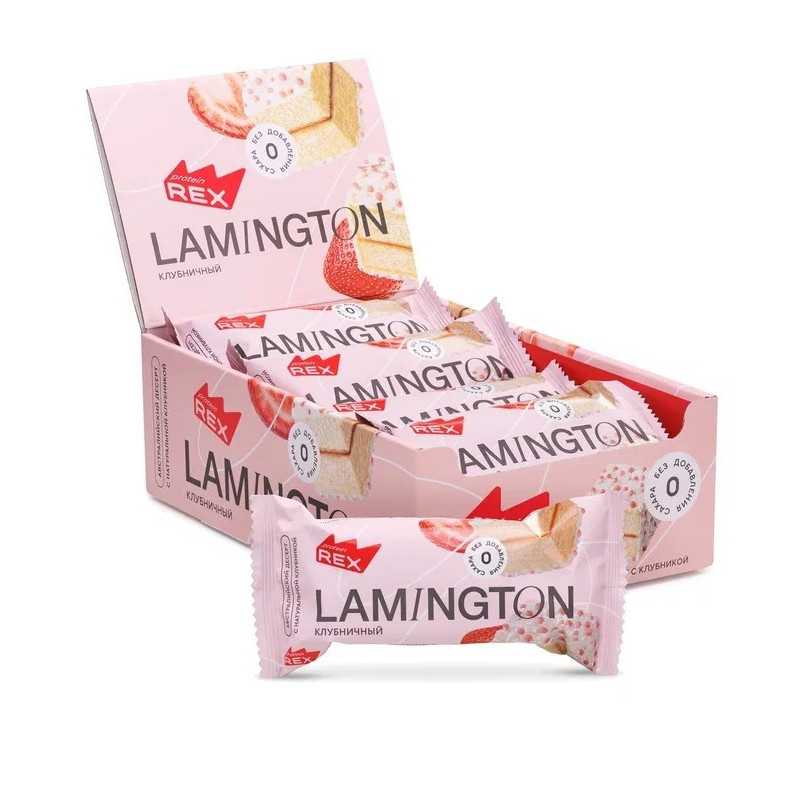 Olbaltumvielu rex lamington olbaltumvielu kūka, zemenes - 50 g Olbaltumvielu rex lamington olbaltumvielu kūka, zemenes - 50 g