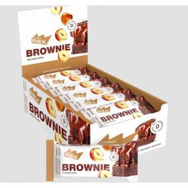 Olbaltumvielu rex brownie olbaltumviela, lazdu rieksts - 50 g – madala kalorsusega toode firmalt Protein Rex, osta SportFit-ist