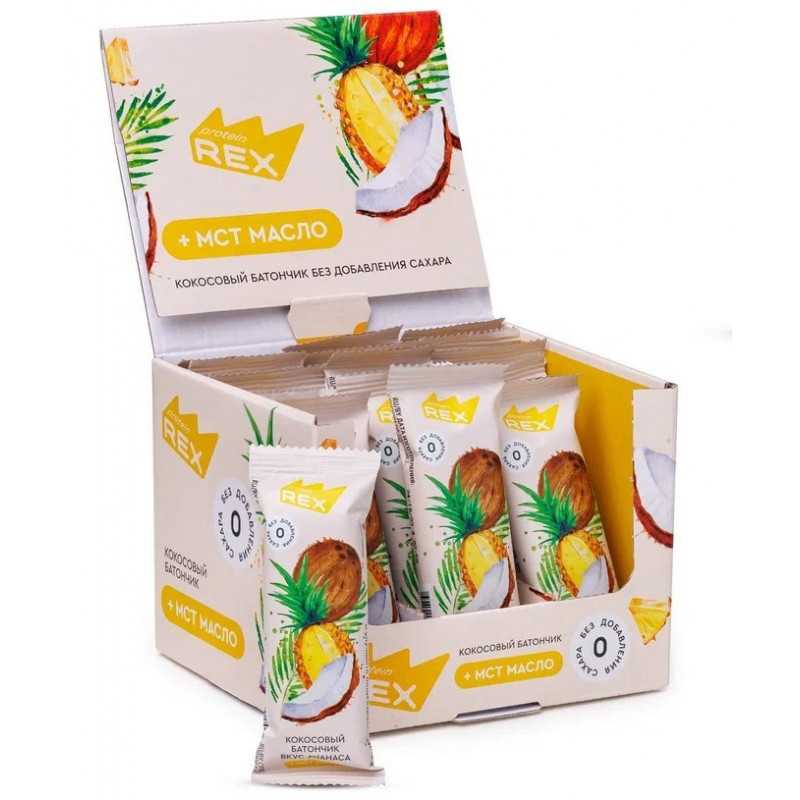 Olbaltumvielu rex stiklots kokosrieksts, ananāsi - 40 g