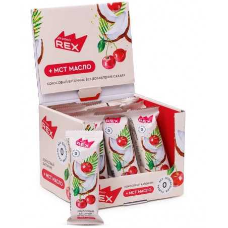 Olbaltumvielu rex stiklots kokosrieksts, ķirsis - 40 g