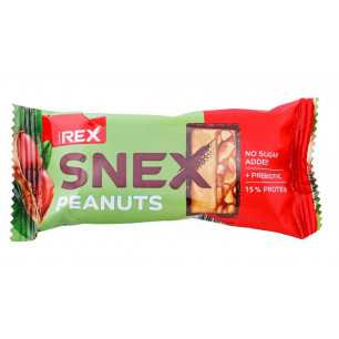 Olbaltumvielu rex snex glazēts batons, zemesrieksti - 50g