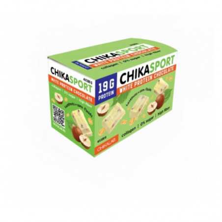 Chikalab valkoinen proteiinia suklaa hasselpähkinöillä ja maissilastuilla, 100 g
