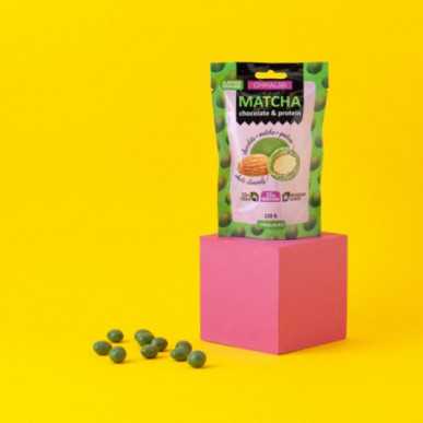 „Chikalab Drageee“ „Migdolai baltame šokolade su„ Matcha “arbata“, 120 gr – madala kalorsusega toode firmalt Chikalab, osta SportFit-ist