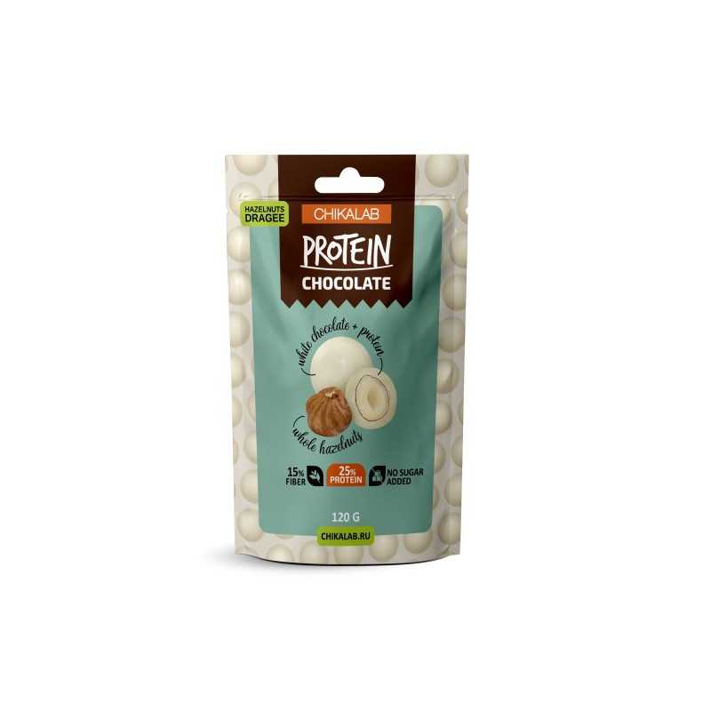 Chikalab dragee "lazdu rieksti baltā šokolādē", 120 gr