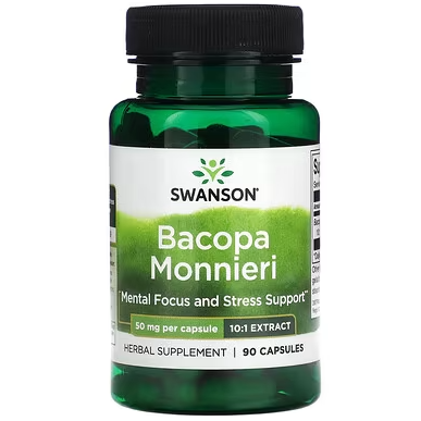 Swanson Bacopa Monnieri 10: 1 ekstrakts, 50 mg - 90 kapsulas – madala kalorsusega toode firmalt SWANSON, osta SportFit-ist