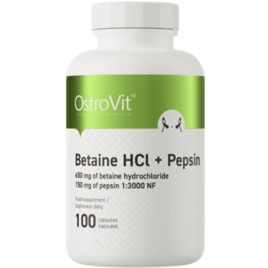 Ostrovit Betaine HCL + pepsin - 100 kapsulas – madala kalorsusega toode firmalt Ostrovit, osta SportFit-ist