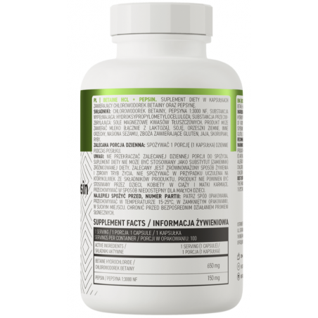 Ostrovit Betaine HCL + pepsin - 100 kapsulas