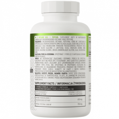 Ostrovit Betaine HCL + pepsin - 100 kapsulas – madala kalorsusega toode firmalt Ostrovit, osta SportFit-ist