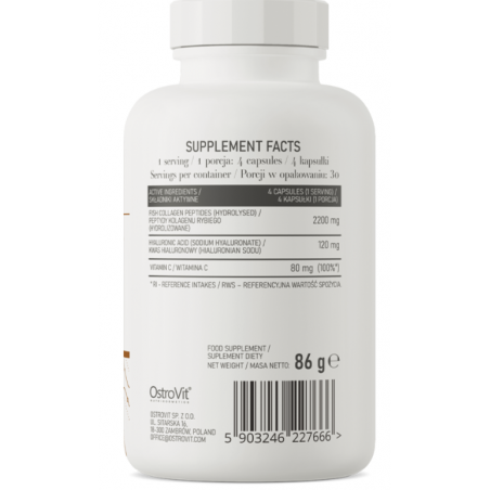 Ostrovitas jūras kolagēns + hialuronskābe + C vitamīns - 120 kapsulas