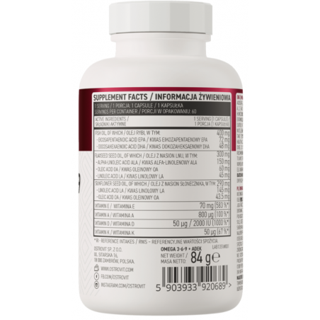 Ostrovit Omega 3-6-9 + ADEK-60 kapsulas