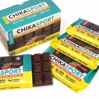 „Chikalab“ tamsaus baltymo šokoladas su migdolais, be cukraus, 100 g – madala kalorsusega toode firmalt Chikalab, osta SportFit-ist