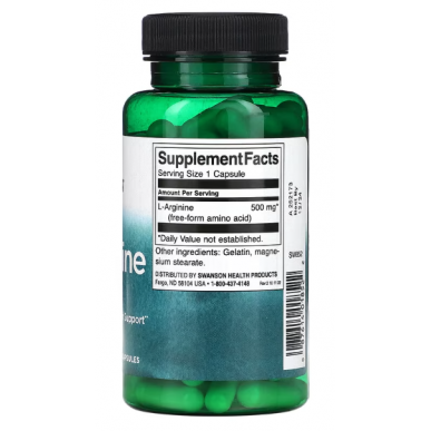 Swanson L -arginīns, 500 mg - 100 kapsulas – madala kalorsusega toode firmalt SWANSON, osta SportFit-ist