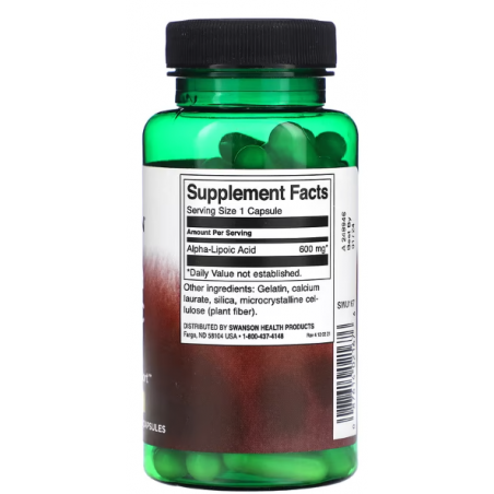 Swanson Alpha -lipoic skābe, 600 mg - 60 kapsulas