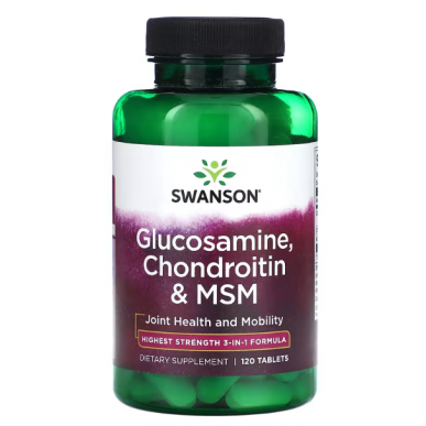 Swanson glikozamīns, hondroitīns un MSM, 750 mg - 120 tabletes – madala kalorsusega toode firmalt SWANSON, osta SportFit-ist