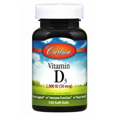 Carlson vitamīns D3, 2000 SV, N120 – madala kalorsusega toode firmalt Carlson, osta SportFit-ist